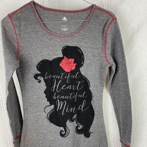 Disney Store Beauty Beast Silhouette Rose Beautiful Heart Mind Waffle Gray L